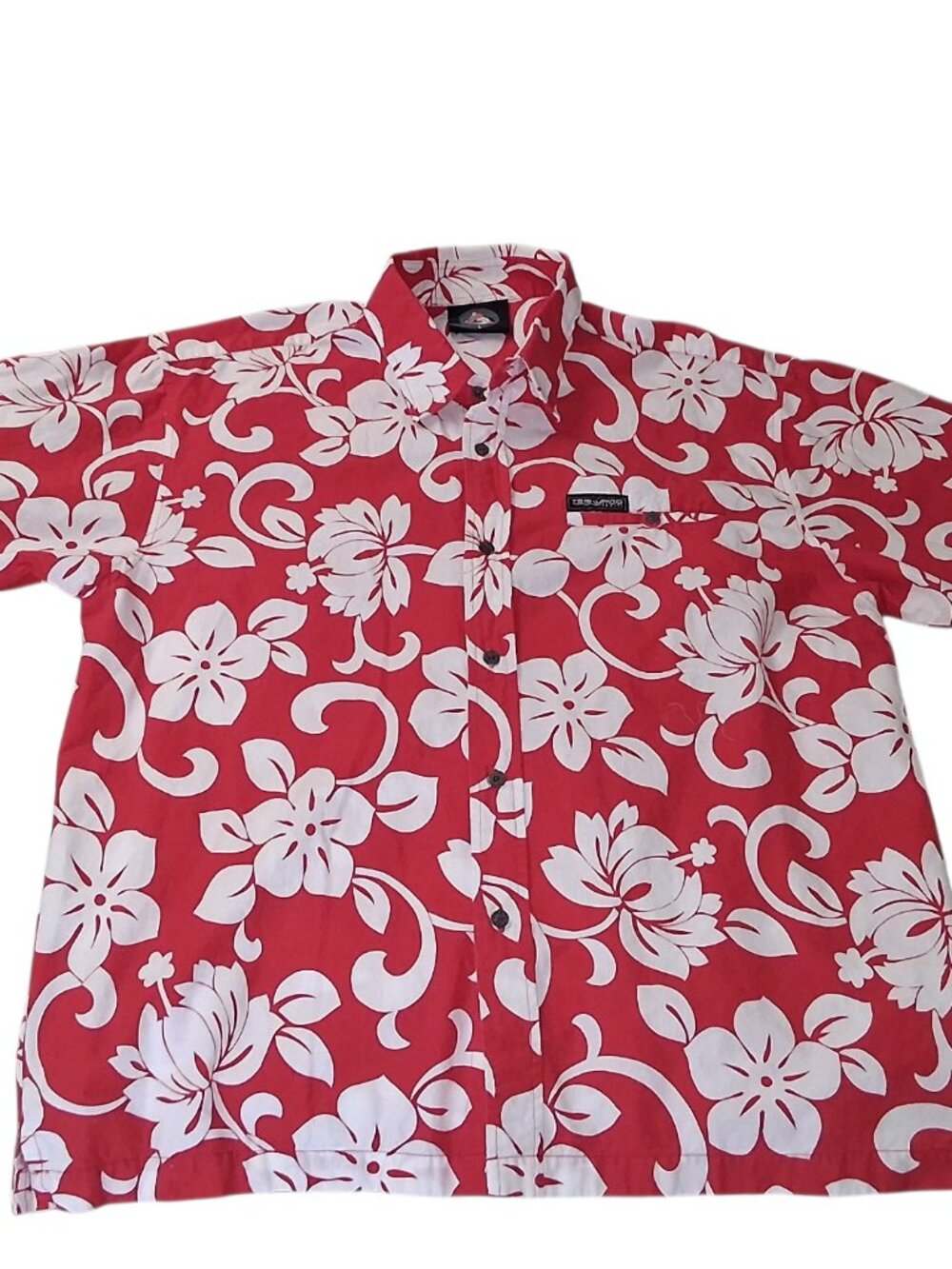 Vintage Teahupoo Tahiti Red Hibiscus Bold Print Size Large